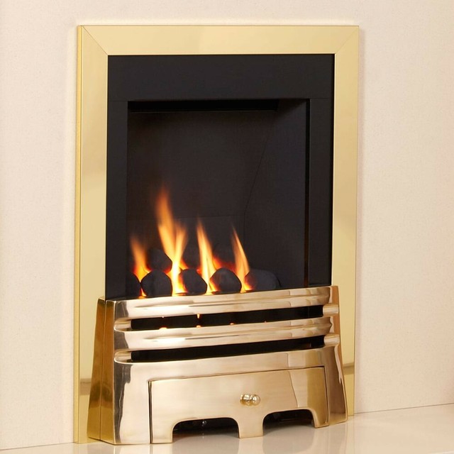 Flavel Kenilworth Power Flue Gas Fire Contemporary Brass Fvpc1smn