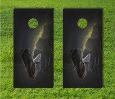 Underwater Northern Pike Fish Cornhole Board Game Decal Wraps Bag Laminated USA