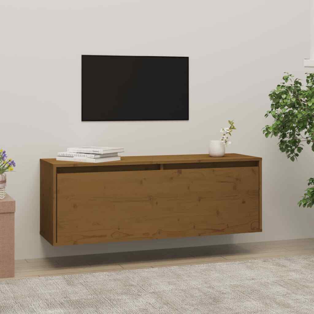 vidaXL Wall Cabinet Honey Brown 100x30x35 cm Solid Wood Pine Quality
