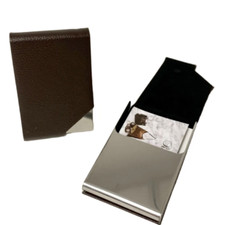 Professional Business Card Holder PU Leather Card Case W/ Magnetic Closure