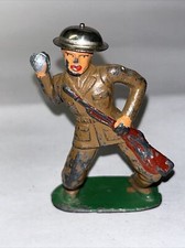Vintage Barclay Manoil Army Soldier Throwing Grenade W/Rifle On Knee  14
