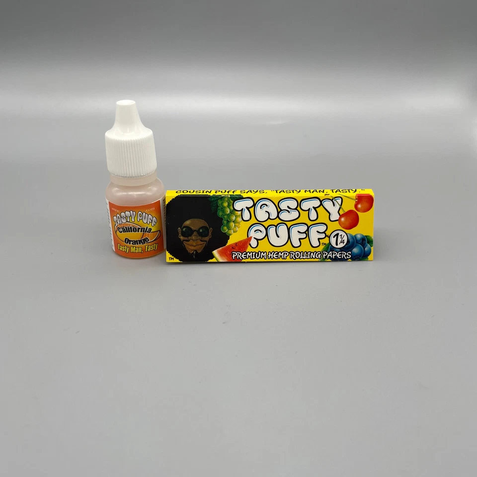 Tasty Puff California Orange Drops Bottle .25 oz & 1 Pack 1 1/4 Rolling Papers
