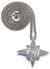 5 Percenter 7 Star New Pendant with Rhinestones on Cuban Style Necklace