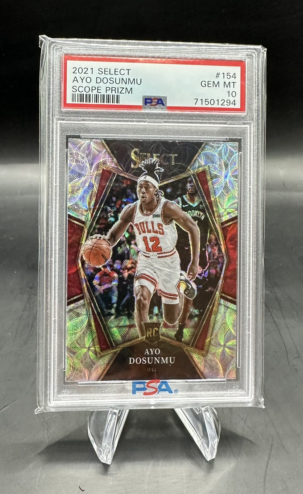 2021-22 Select Ayo Dosunmu Scope Prizm #154 Premier Level Rookie PSA 10 💎