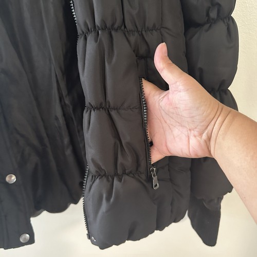 Kenneth Cole Reaction Puffer Hooded Winter Coat Women’s Sz Medium Black - Picture 5 of 13