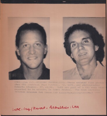 Original Pressefoto Golfkriegsjournalisten Juan Caldera & Roberto Alvarez 24.1.90
