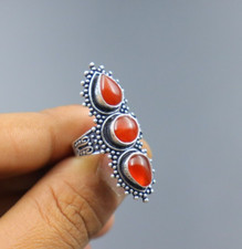 Red onyx Gemstone Ring 925 sterling silver handmade for women