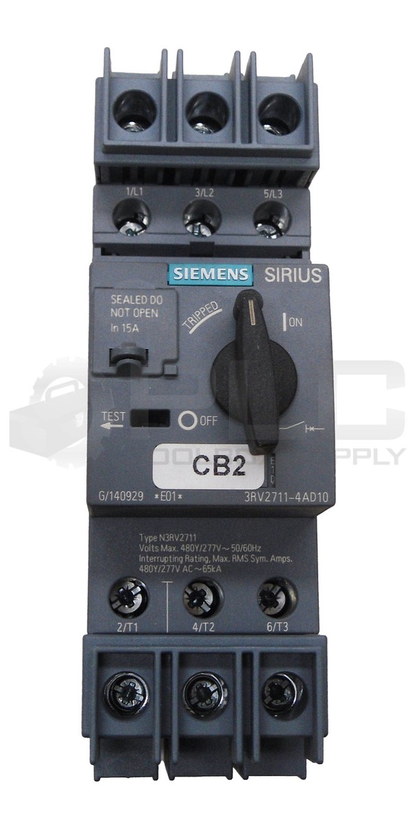SIEMENS 3RV2711-4AD10 CIRCUIT BREAKER 277V 50/60HZ 15A | eBay