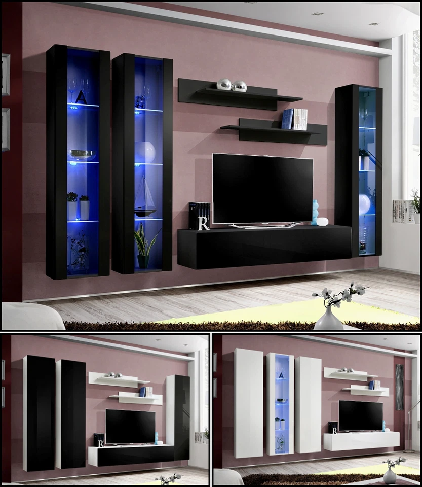 ASM Parete attrezzata soggiorno armadio FLY C con illuminazione led lucida