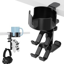 3 in 1 Desk Cup Holder with Headphone and Controller Stand, Universal Adjusta...