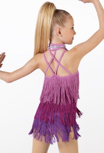 Dance Costume Weissman 14338 Large Child Pink Fringe Jazz Tap Sequin - Picture 2 of 3