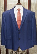 Stafford Travel 54S medium blue 2 vent wool blend hopsack sport coat blazer w7j4