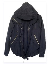 Zara Basic Womens Navy Hooded Lightweight Cin...
