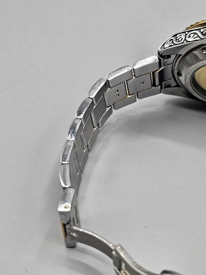 Mens Automatic Engraved Pattern Design Two-Tone S… - image 8