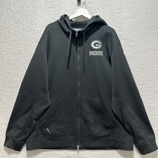 Nike NFL Green Bay Packers Jacket Size 2XL Full Zip Gray Hoodie Therma Fit Logo