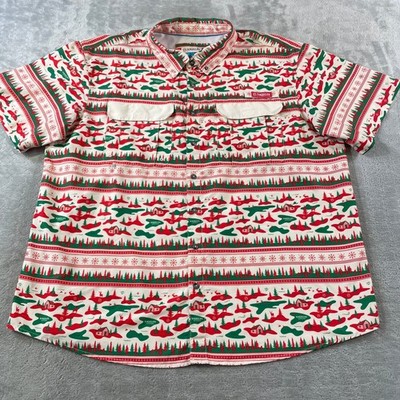 Magellan Christmas Fishing Shirt Mens 2XL Laguna Madre Holiday Vented Light