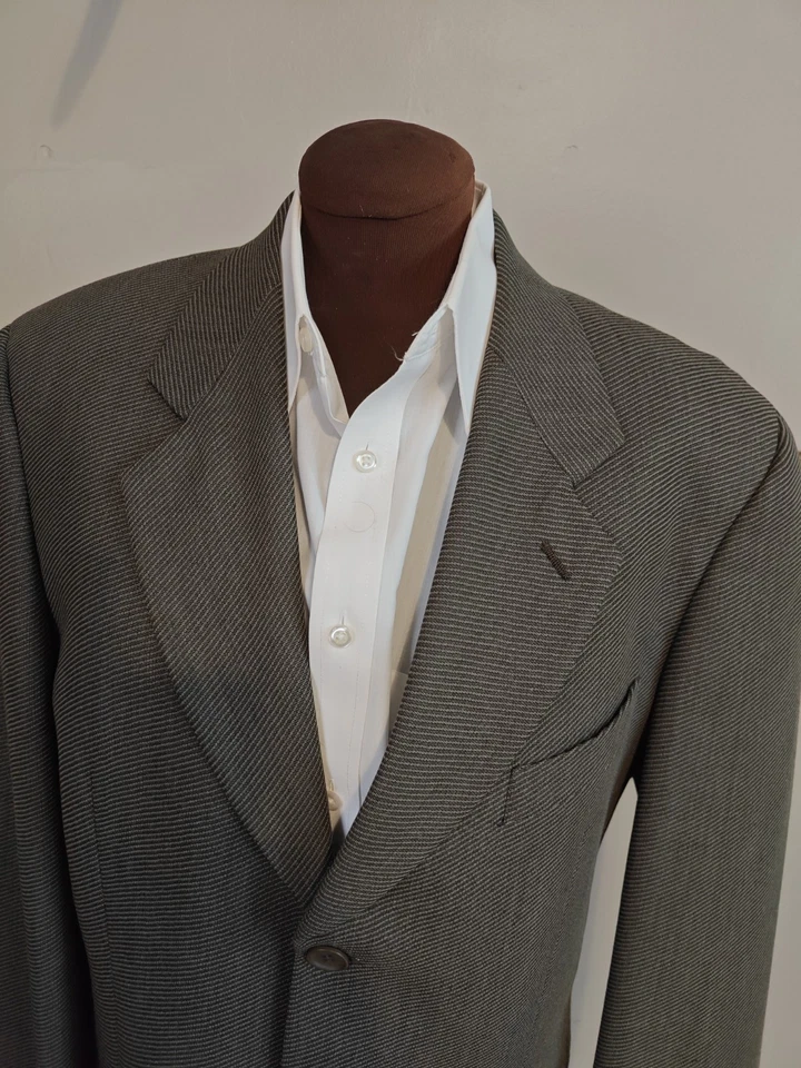 🇮🇹 Abrigo Deportivo De Colección Armani Para Hombres 40R Marrón Rayas 3 Botones Lana Hecho en Italia Foto 2 de 4