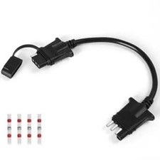 4-Pin Flat Trailer Extension Cable 12 Inch, Heavy Duty 16AWG Style: 16AWG-1FT