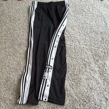 adidas Originals Women's Black Snap Track Pants M Snap Buttons Elastic Waist
