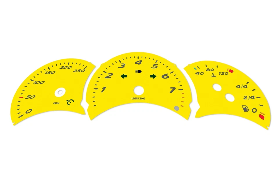 Porsche Boxster 986.1 Yellow - Speedometer gauges from MPH to km/h cluster disk - Image 4 of 4