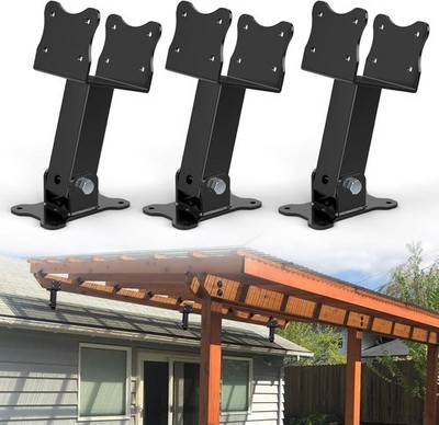 3 Pcs Roof Riser Brackets Heavy Duty Pergola Roof Riser Beam Brackets Kit 304 UP