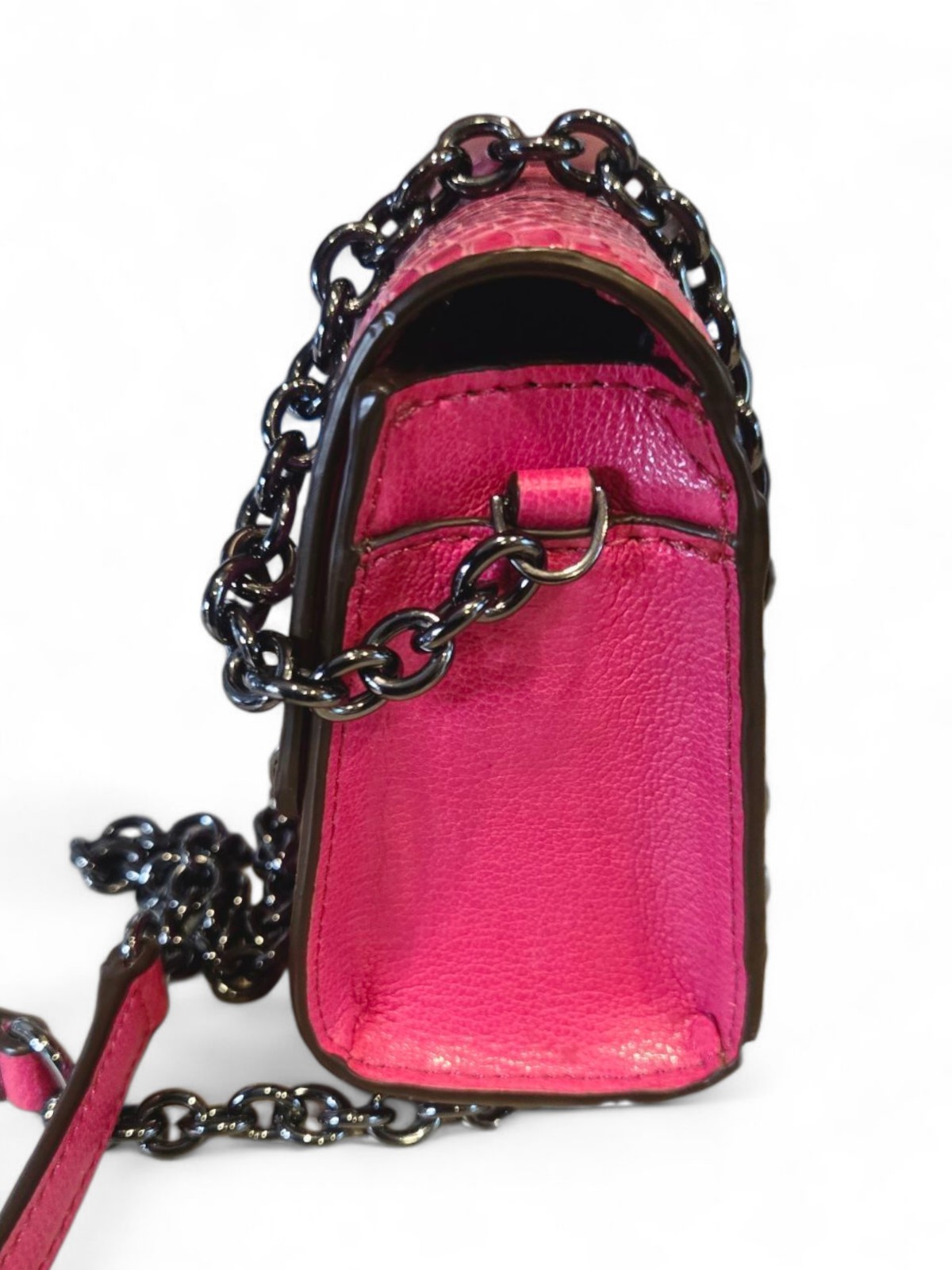 DVF Embossed Python Print Leather Chain Strap Min… - image 5