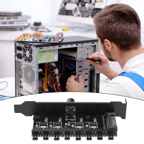 1X(PC 8 KanäLe LüFter Hub LüFter Drehzahl Regler für CPU GehäUse HDD VGA PW6528 - Photo 4/7