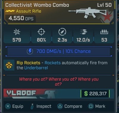  Borderlands 4 [PS5/XBOX/PC] Vladof Wombo Combo Legendary Gun LVL 50