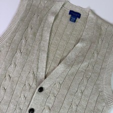 Vintage Towncraft Cable Knit Sweater Vest Men's XLT V-Neck Button Grandpa Preppy