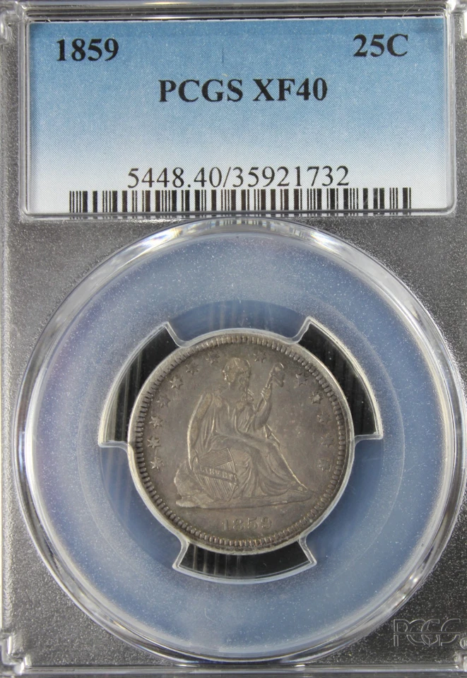 1859 XF40 Seated Liberty Quarter, PCGS 35921732 - Image 4 of 4