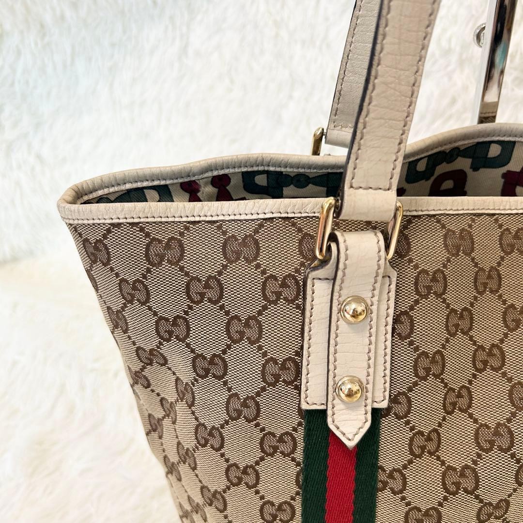 GUCCI Unisex GG Canvas Tote Bag Sherry Line Authentic Excellent Condition thumbnail 8