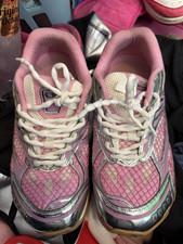 Bottega Veneta Pink/Silver Lace-Up Low Top Athletic Sneakers Pre-Owned