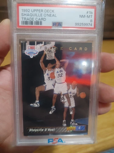1992 Upper Deck Shaquille O’neal Rookie Trade Card #1b PSA8