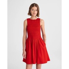 Madewell The Melody Scoopback Smocked Mini Dress Festival Red Size M NWT