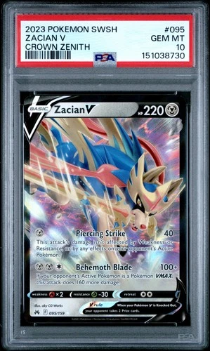 2023 POKEMON SWORD & SHIELD CROWN ZENITH #095 ZACIAN V PSA 10