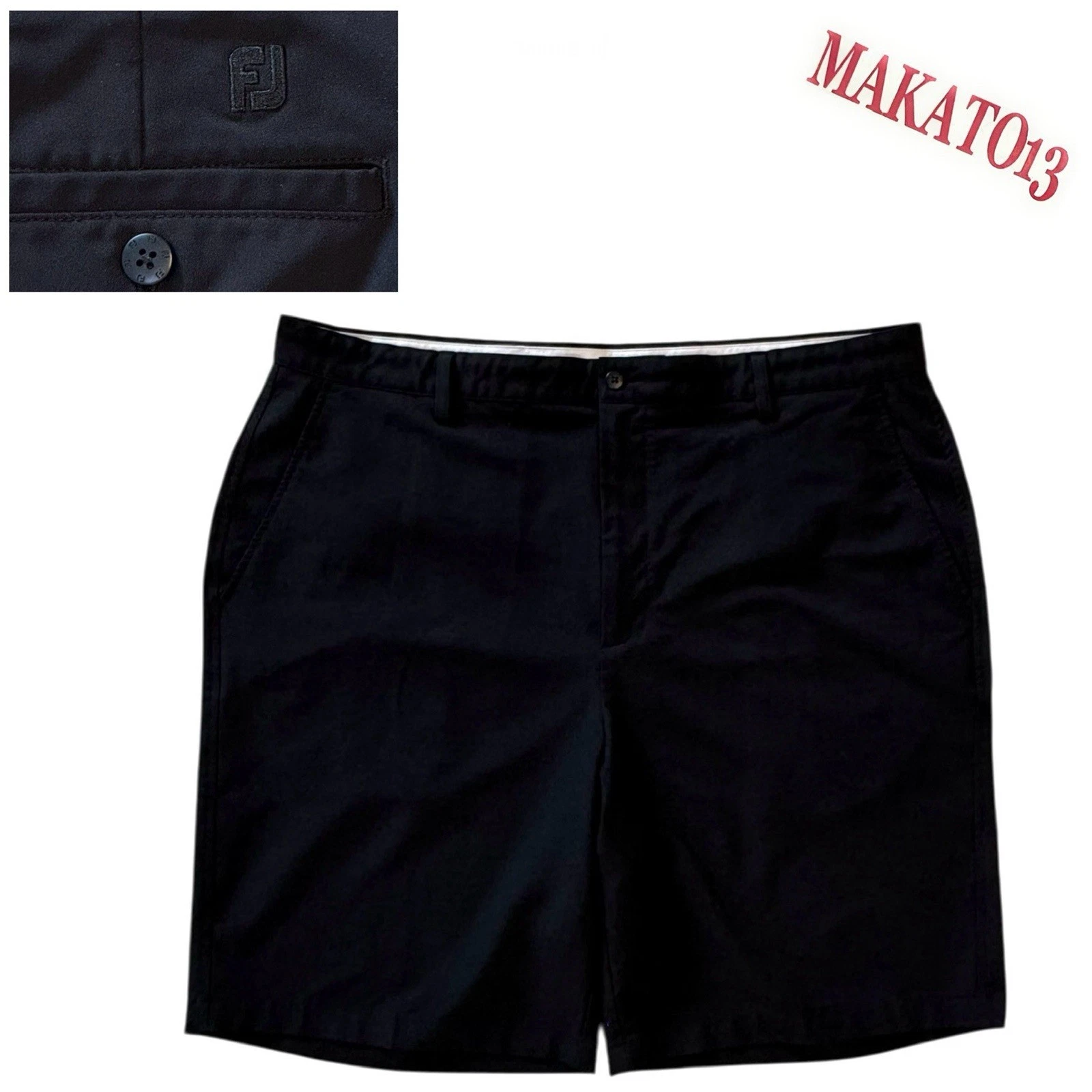 FootJoy Men's Size 42 Shorts FJ Performance Tech Golf Stretch Black Flat Front