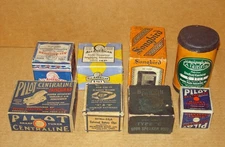 8 RARE 1920s VINTAGE RADIO PARTS BOXES (EMPTY) FOR DISPLAY-COOL GRAPHICS