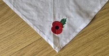 Scouting, white cotton Neckerchief with Poppy