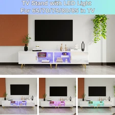TV Stand w/Storage Shelf & LED Lights For 65/70/75/80/85"TV Entertainment Center