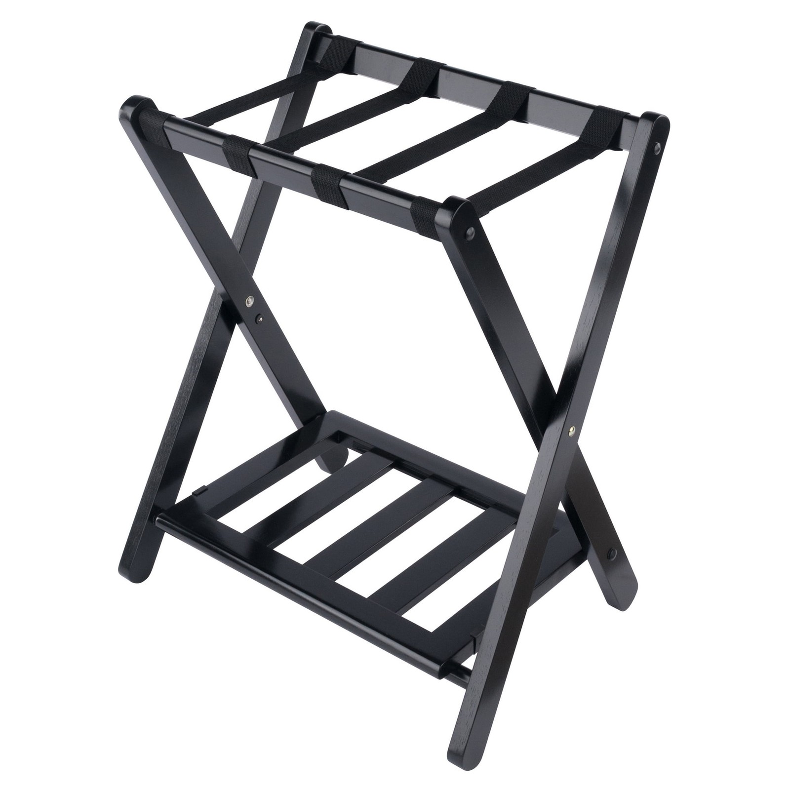 Rack With Shelf, Black Finish