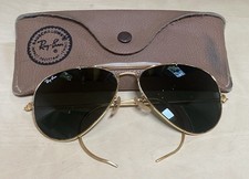 Vintage Bausch Lomb Ray-Ban Aviator Gold Metal Wire Sunglasses USA Case