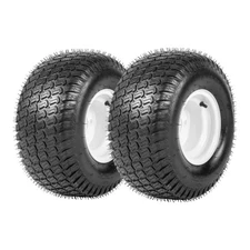 Two 18x9.50-8 18x9.5-8 Lawn Mower Tires On Rims Load Range B 4 Lug White Wheel
