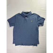 Polo Ralph Lauren Mens Sz XL Custom Fit Blue Heathered Short Sleeve Polo Shirt