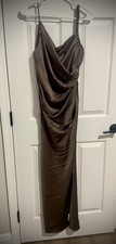 ASOS Design Chocolate Brown Twisted Satin Maxi Dress US 0