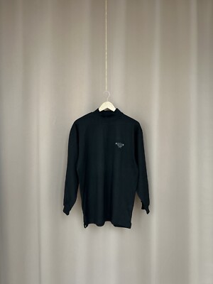MCM Black Sweatshirt Mens Size 3 or L Embroidered Logo High Neck Sweater