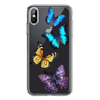 Mundaze Case for Apple iPhone Xs Max Blue Purple Yellow Butterflies