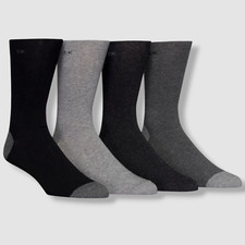  29 Calvin Klein Men's 4 Pair-Pack Black Gray Cotton Dress Crew Socks Shoe 7-12