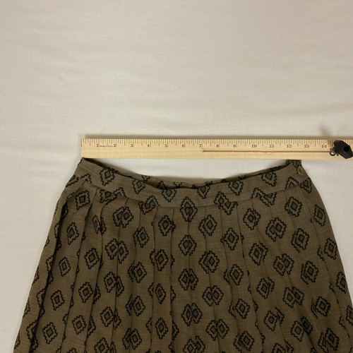 Vintage Long Skirt Womens Retro Brown Orange Red Pleats Side Button Zip Exotic - Picture 10 of 12