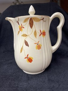 Vintage Autumn Leaf By Hall Superior Jewel Tea/Long Spout Coffee Pot W/Lid 10x9”
