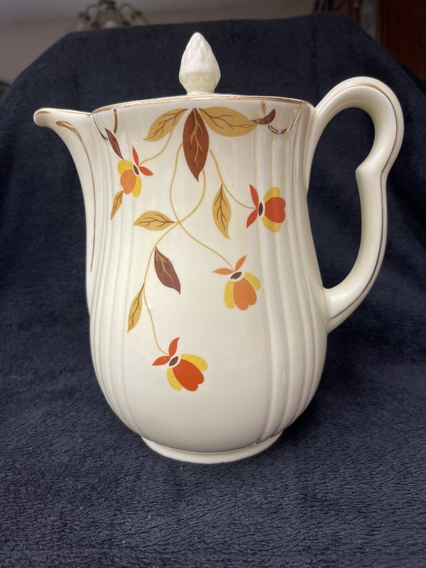 Vintage Autumn Leaf By Hall Superior Jewel Tea/Long Spout Coffee Pot W/Lid 10x9”
